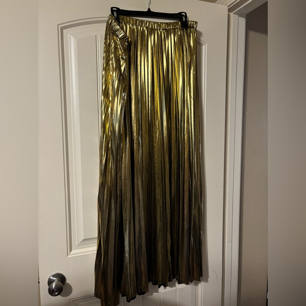 Dressed in Lala Metallic Pleated Midi Skirt in 24 Karat
Gold - Picture 12 of 12